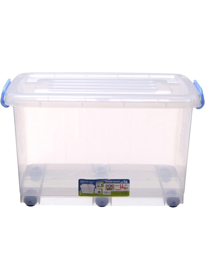 Khorshed Plast Rotana Large 112L Wheeled Storage Box by Khurshid, made of biodegradable plastic, suitable for home, office, and workshop use. Transparent. Khurshid Plast 6223003235772 - Image 1